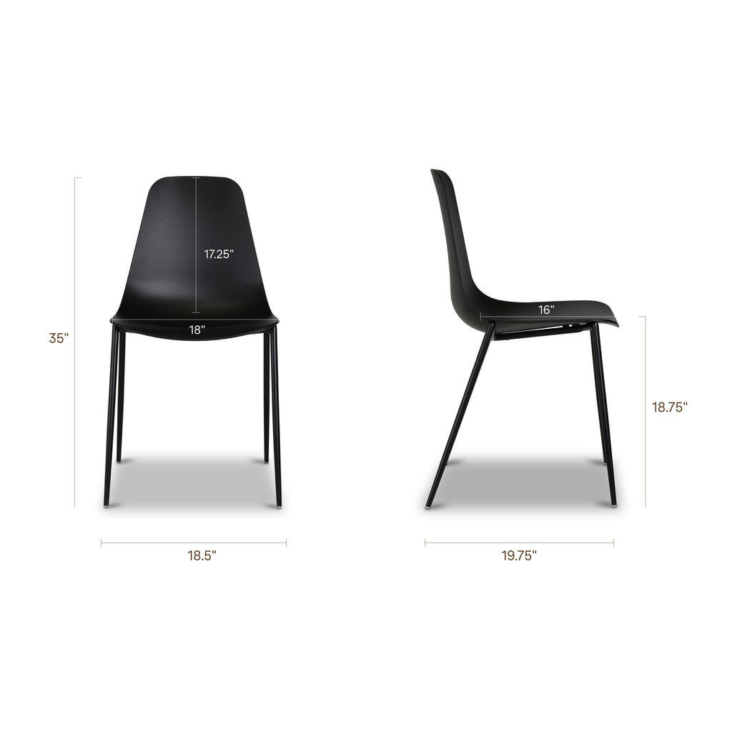 W&F Collection | Isla Dining Chair (Ebony Black, Set of 4)