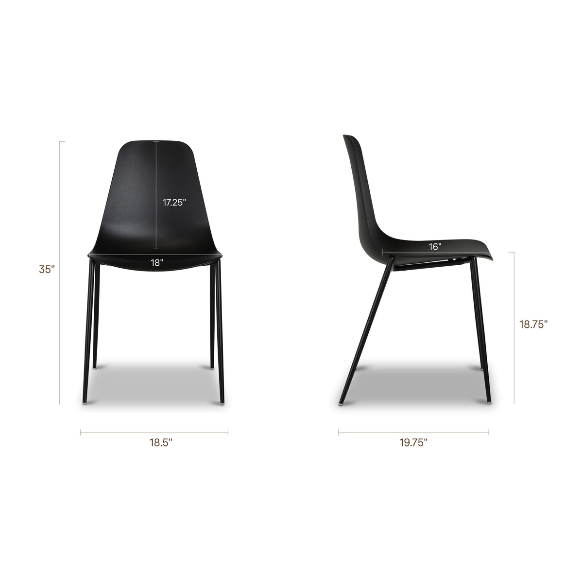 W&F Collection | Isla Dining Chair (Ebony Black, Set of 4)