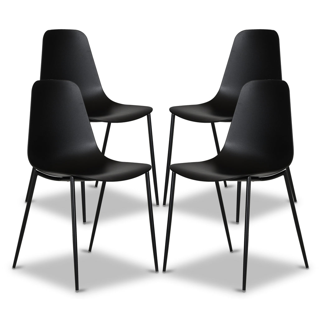 W&F Collection | Isla Dining Chair (Ebony Black, Set of 4)