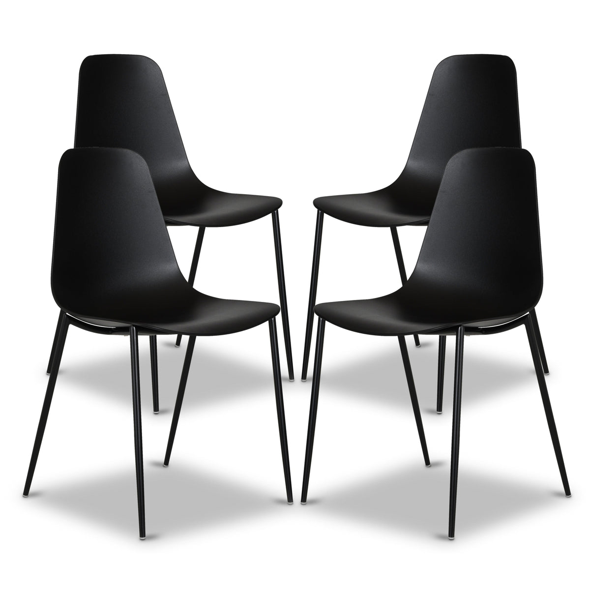 W&F Collection | Isla Dining Chair (Ebony Black, Set of 4)
