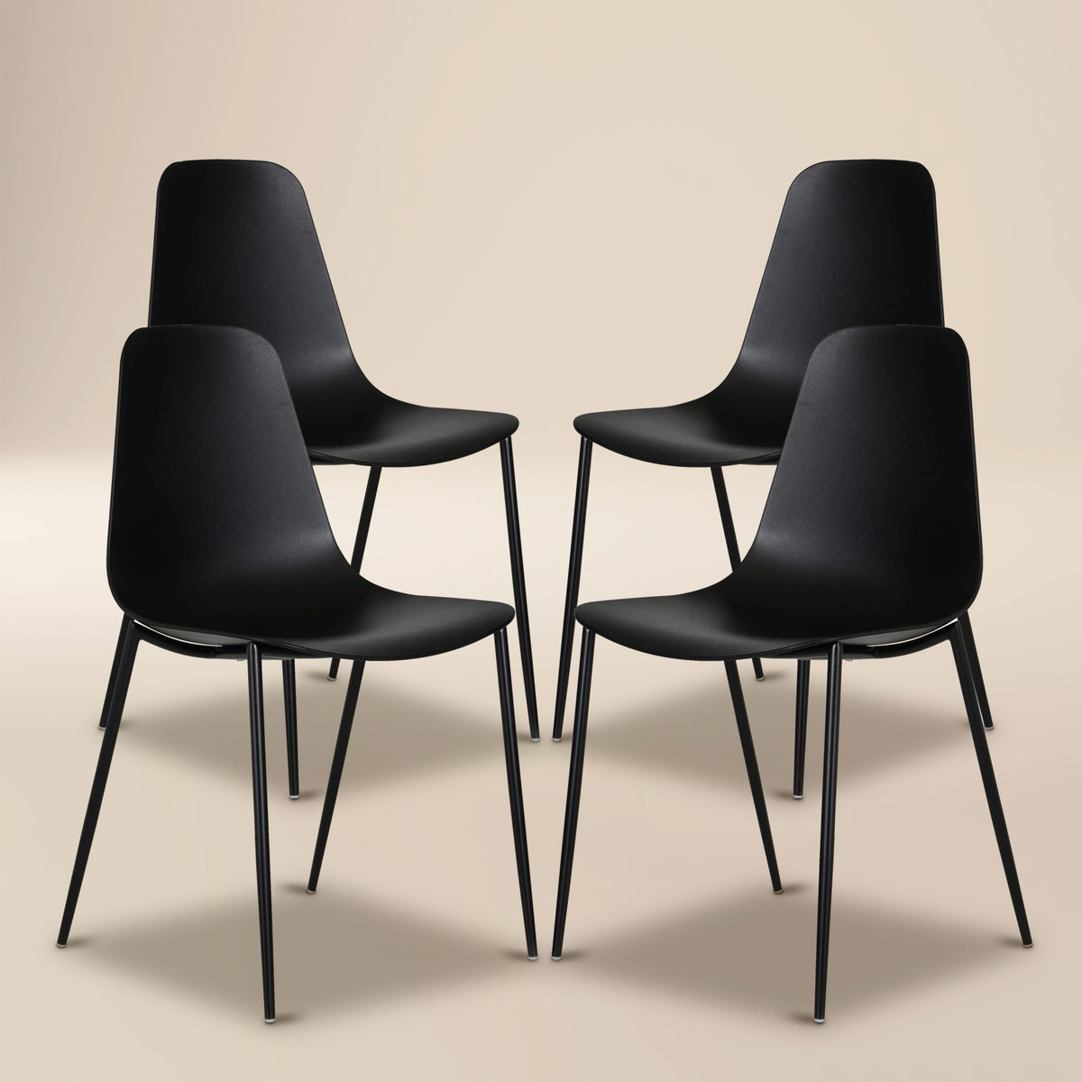 W&F Collection | Isla Dining Chair (Ebony Black, Set of 4)