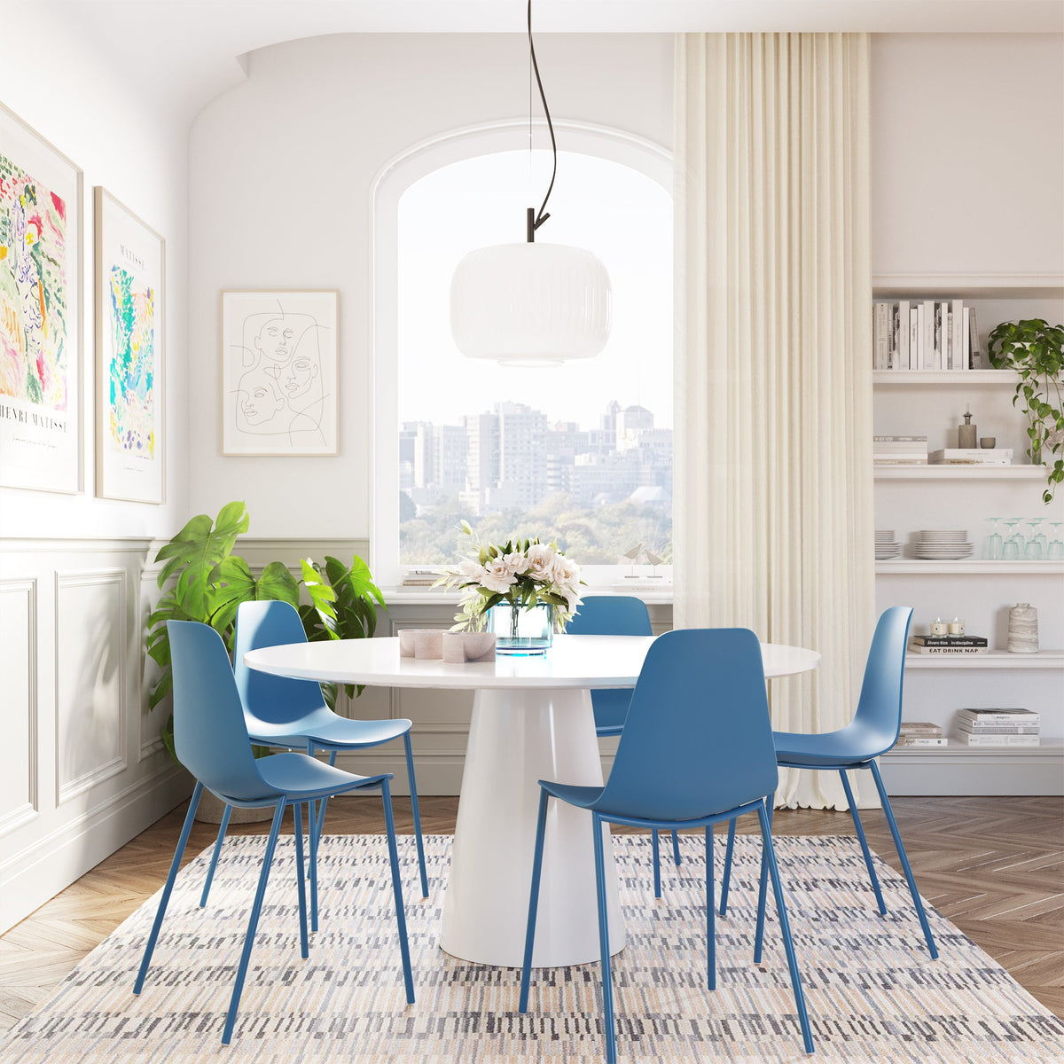 W&F Collection | Isla Dining Chair (Lago Blue, Set of 4)