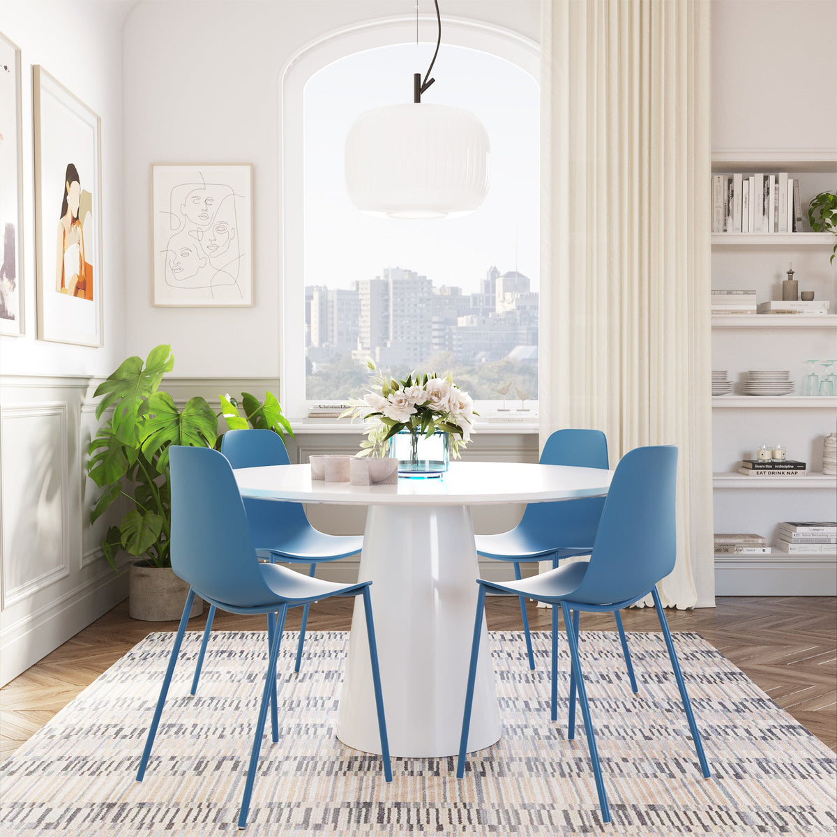 W&F Collection | Isla Dining Chair (Lago Blue, Set of 4)