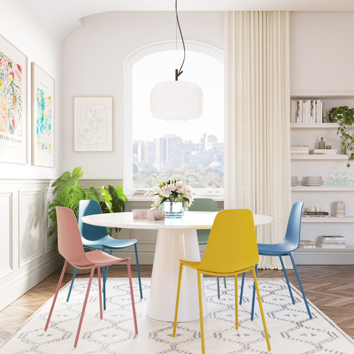 W&F Collection | Isla Dining Chair (Lago Blue, Set of 4)