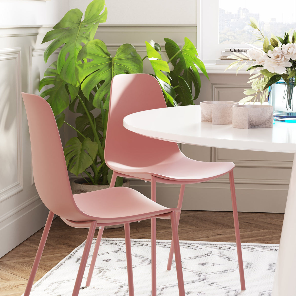 W&F Collection | Isla Dining Chair (Blush Pink, Set of 4)