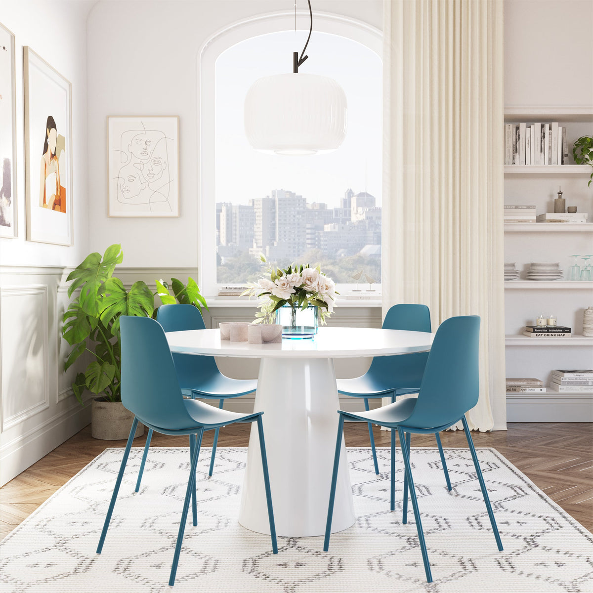 W&F Collection | Isla Dining Chair (Ocean Teal, Set of 4)