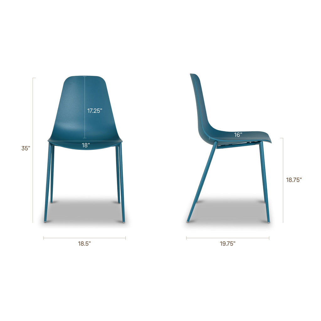W&F Collection | Isla Dining Chair (Ocean Teal, Set of 4)