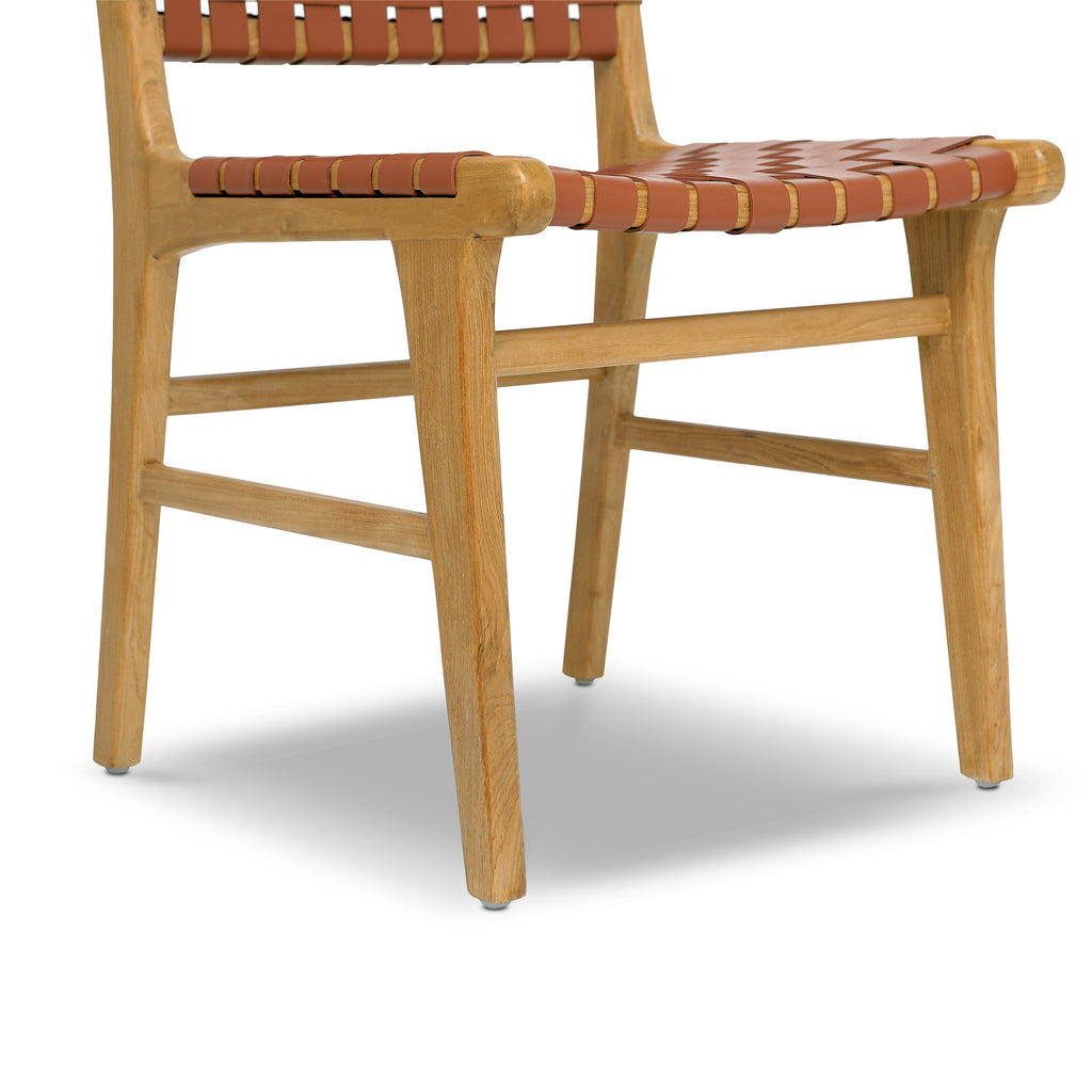 W&F Collection | Banda Teak & Leather Dining Chair (Fauve Tan)