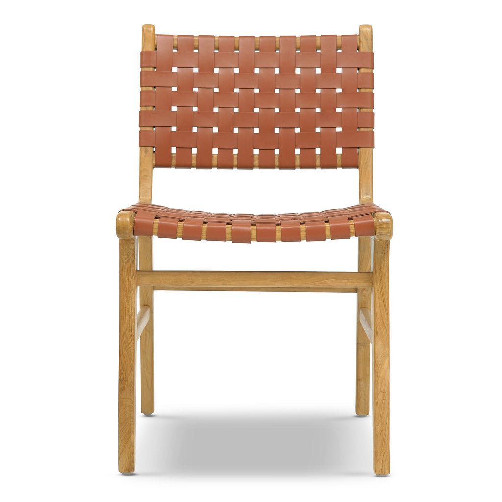W&F Collection | Banda Teak & Leather Dining Chair (Fauve Tan)