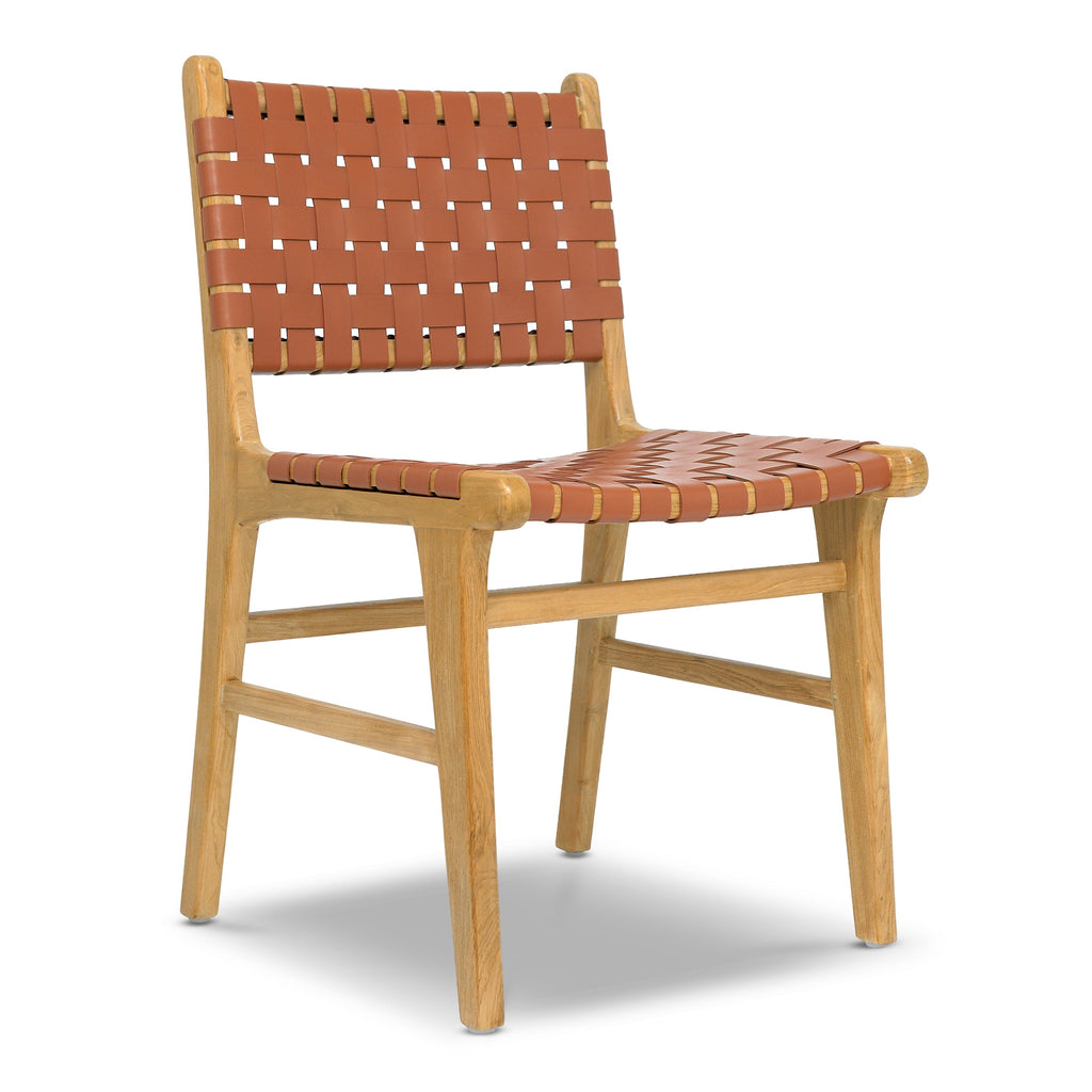 W&F Collection | Banda Teak & Leather Dining Chair (Fauve Tan)