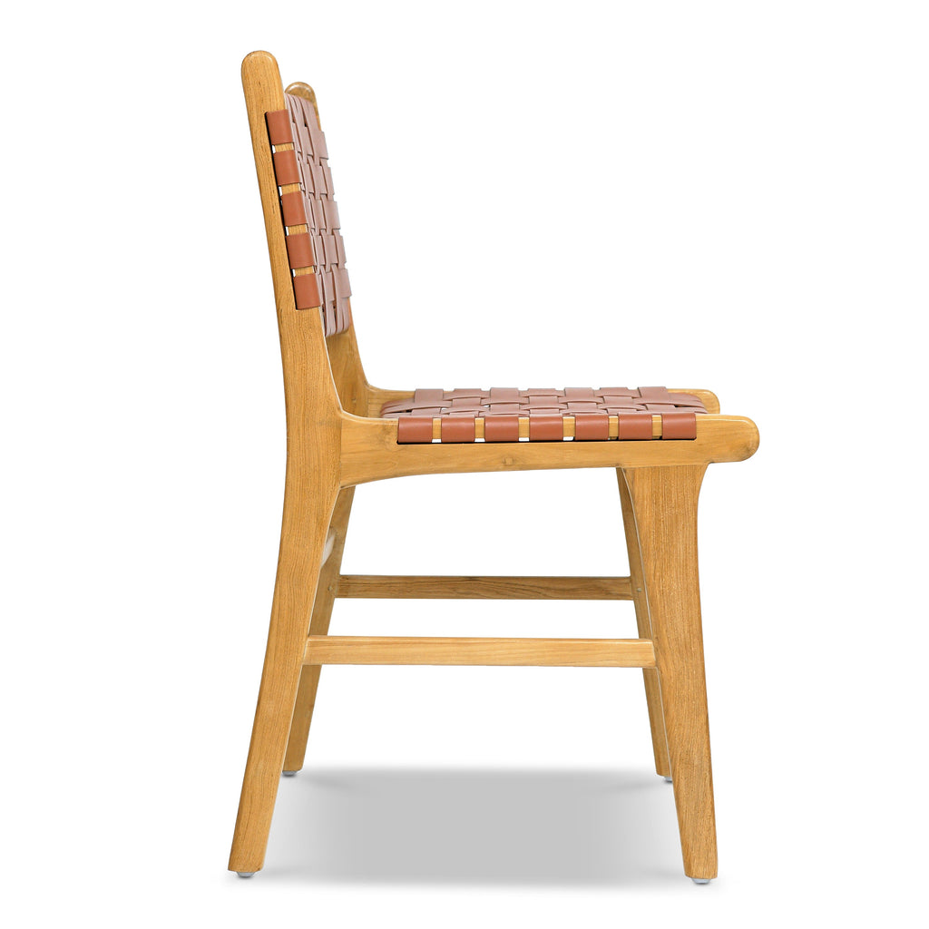 W&F Collection | Banda Teak & Leather Dining Chair (Fauve Tan)