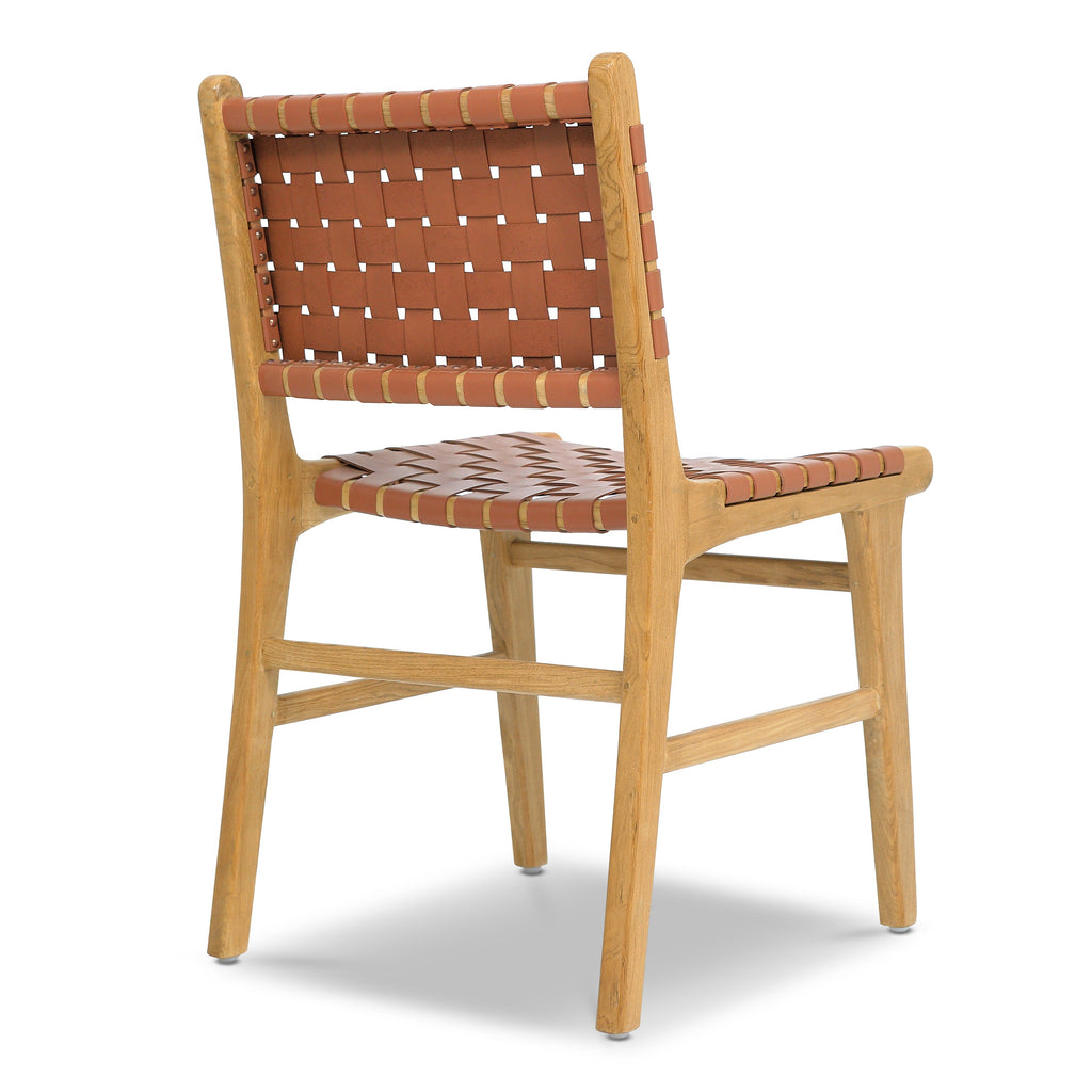 W&F Collection | Banda Teak & Leather Dining Chair (Fauve Tan)