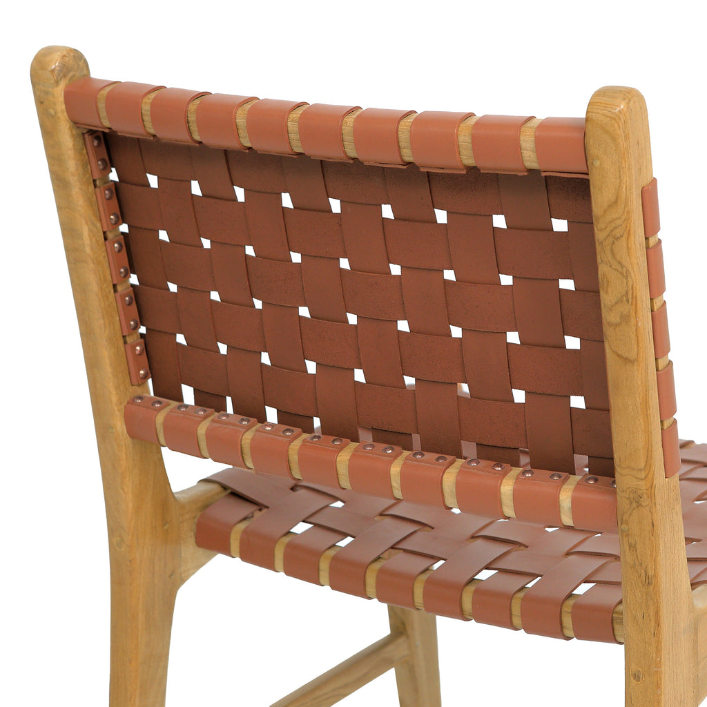 W&F Collection | Banda Teak & Leather Dining Chair (Fauve Tan)