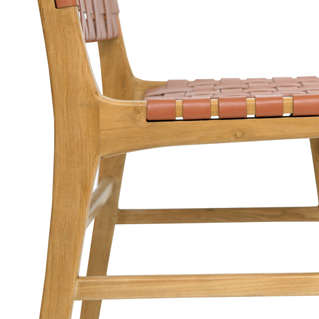 W&F Collection | Banda Teak & Leather Dining Chair (Fauve Tan)