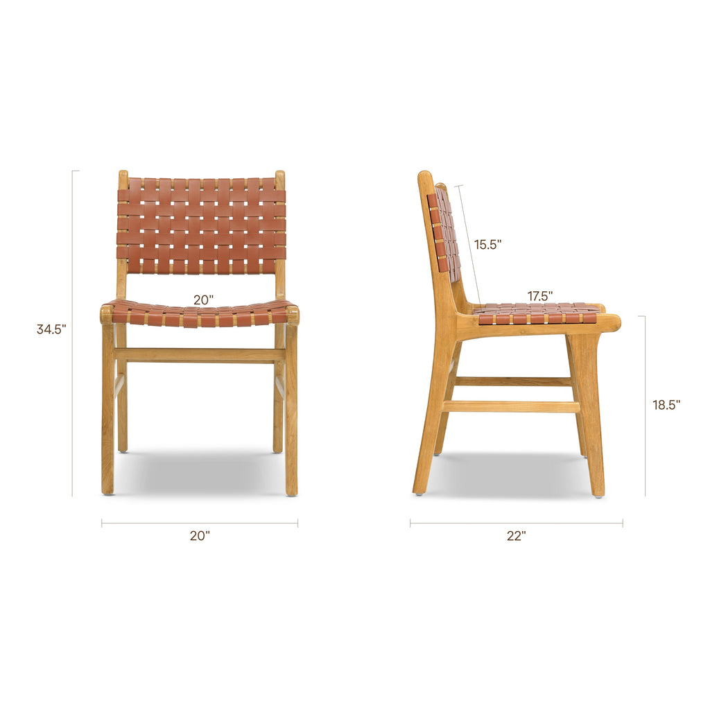 W&F Collection | Banda Teak & Leather Dining Chair (Fauve Tan)
