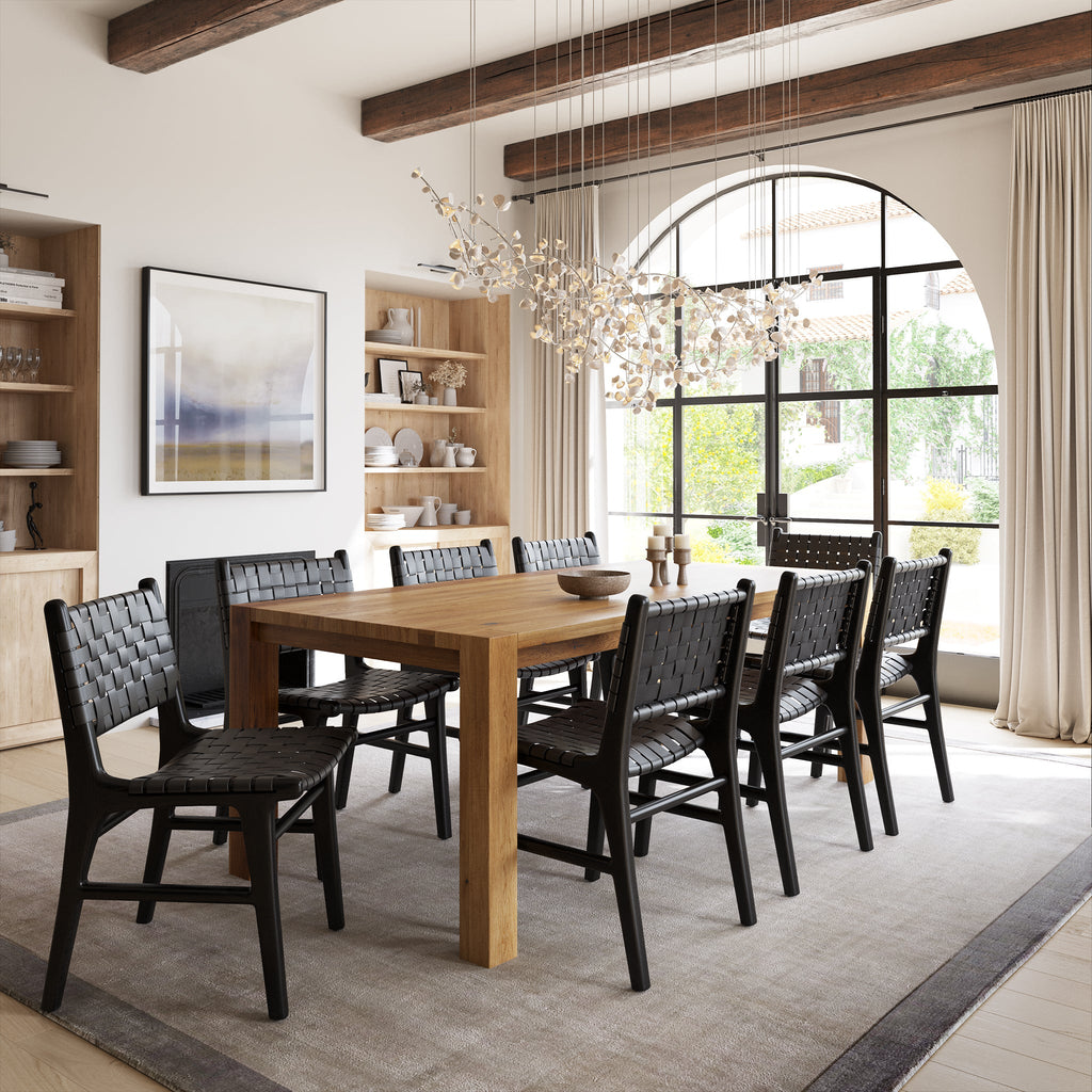 W&F Collection | Banda Teak & Leather Dining Chair (Havana Black)