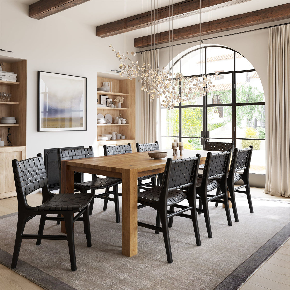 W&F Collection | Banda Teak & Leather Dining Chair (Havana Black)