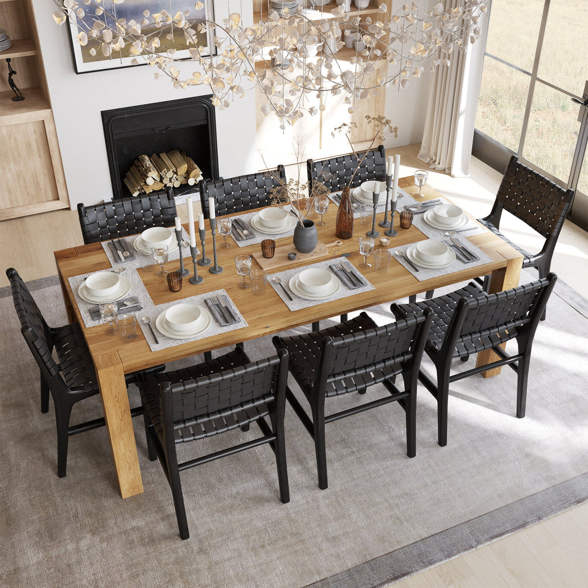 W&F Collection | Banda Teak & Leather Dining Chair (Havana Black)
