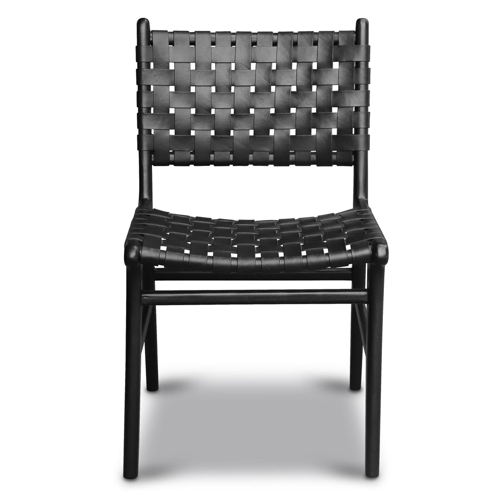 W&F Collection | Banda Teak & Leather Dining Chair (Havana Black)