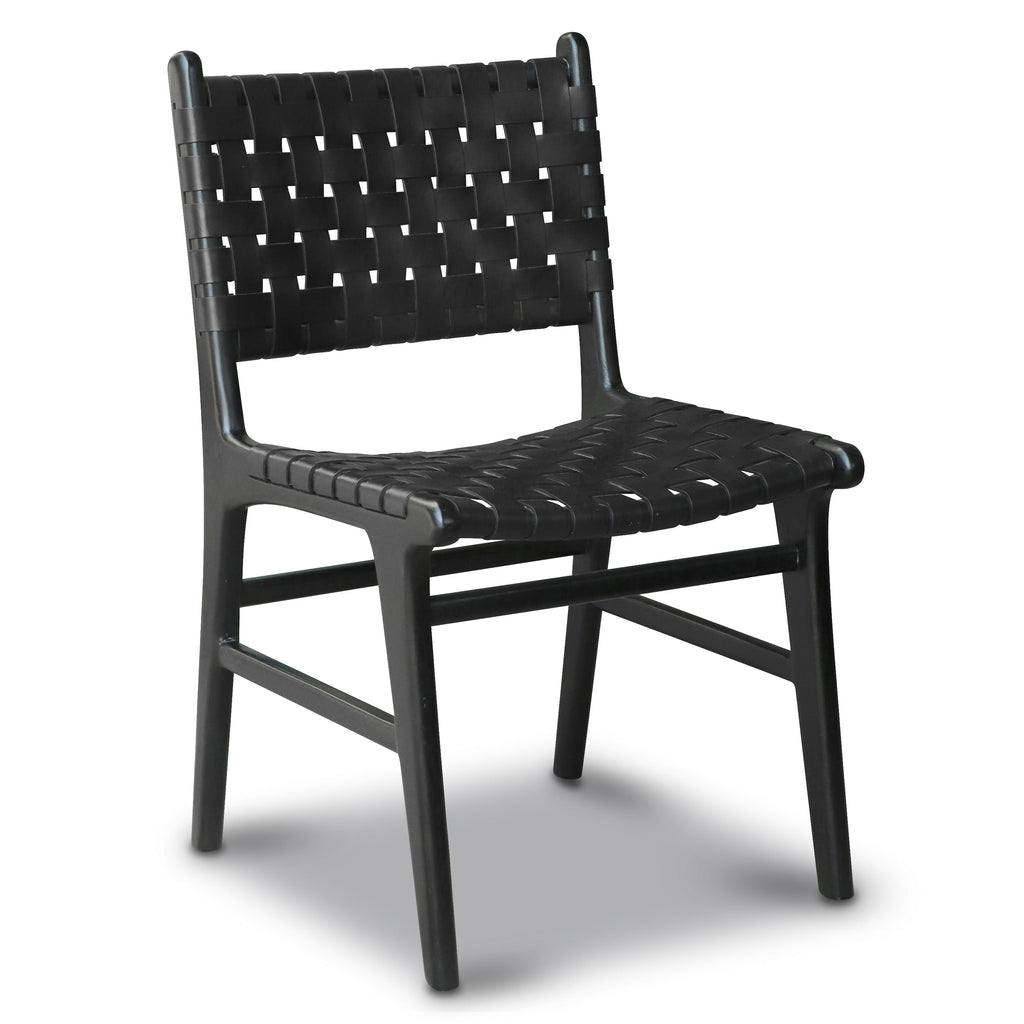 W&F Collection | Banda Teak & Leather Dining Chair (Havana Black)