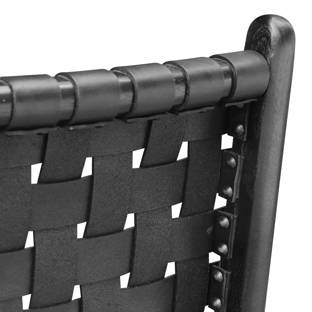 W&F Collection | Banda Teak & Leather Dining Chair (Havana Black)