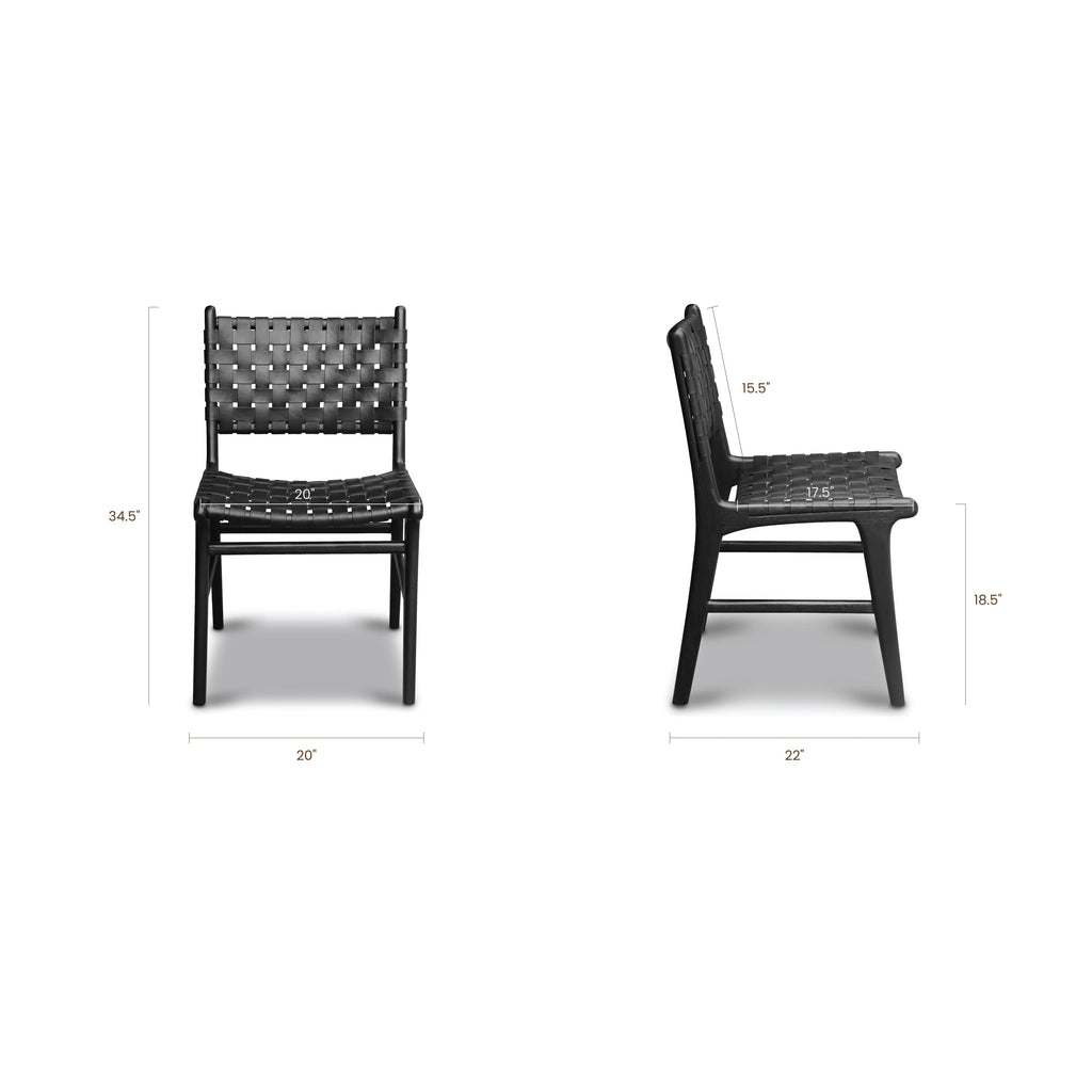 W&F Collection | Banda Teak & Leather Dining Chair (Havana Black)