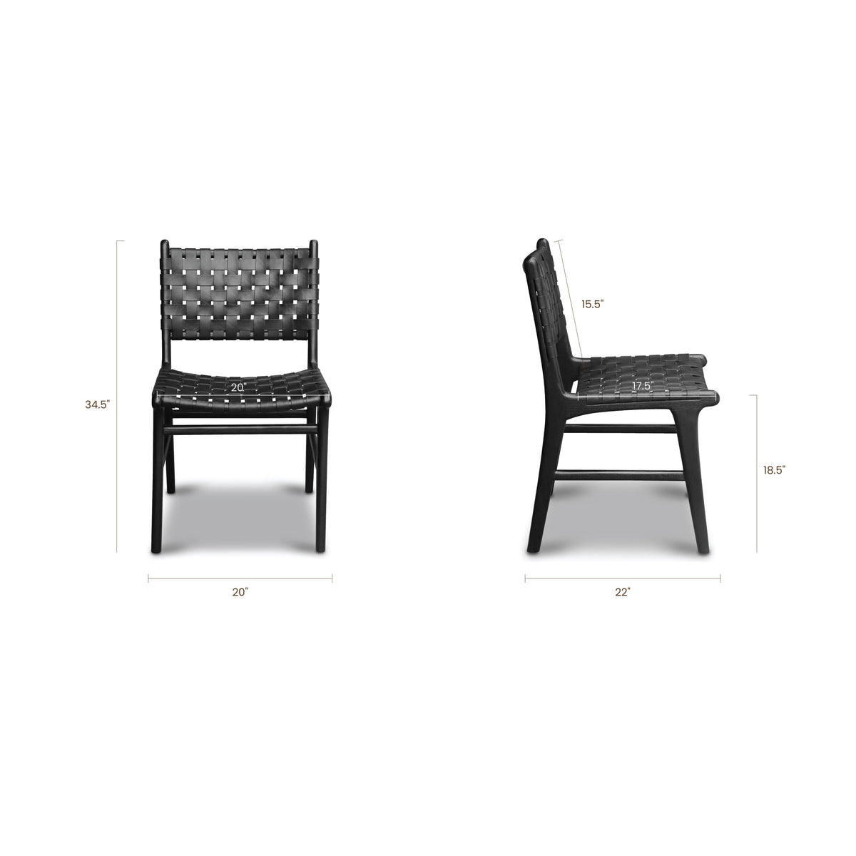 W&F Collection | Banda Teak & Leather Dining Chair (Havana Black)