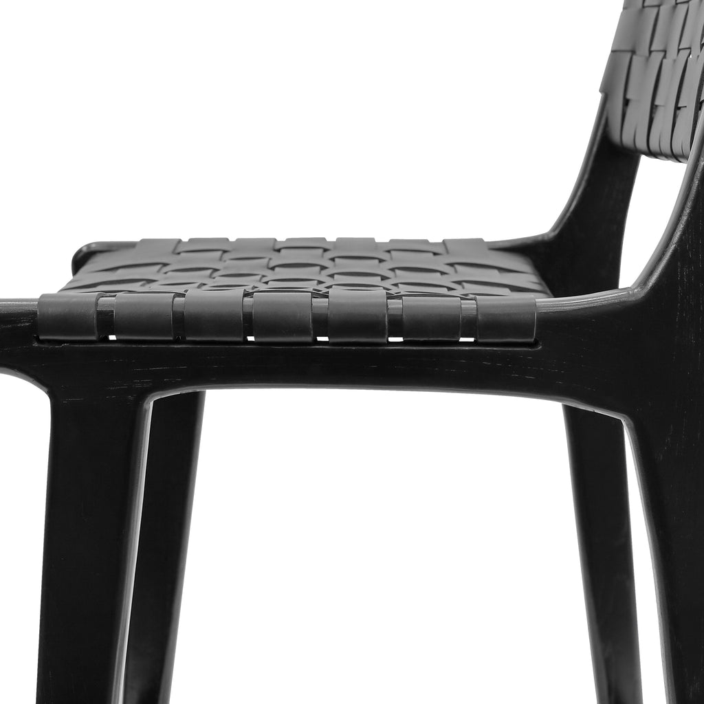W&F Collection | Banda Teak & Leather Counter Height Stool (Havana Black)