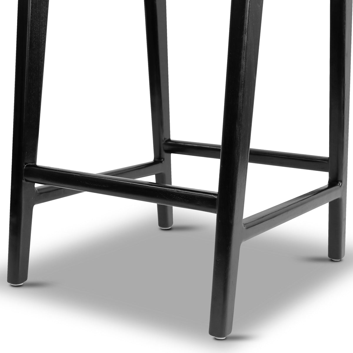 W&F Collection | Banda Teak & Leather Counter Height Stool (Havana Black)