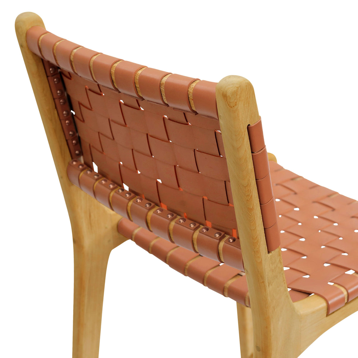 W&F Collection | Banda Teak & Leather Counter Height Stool (Fauve Tan)