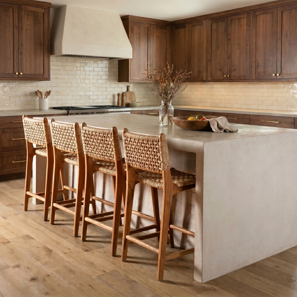 W&F Collection | Batu Indoor / Outdoor Counter Height Stool (Natural)