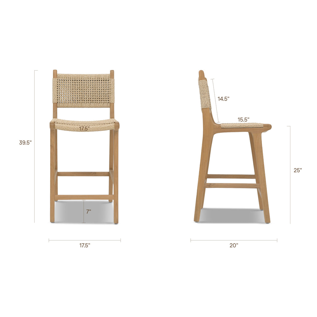 W&F Collection | Batu Indoor / Outdoor Counter Height Stool (Natural)