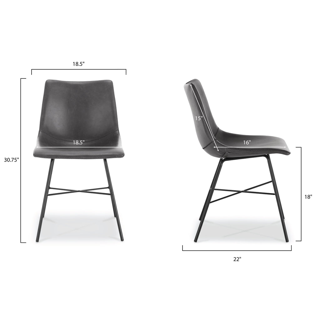 W&F Collection | Paxton Dining Chair (Grey, Set of 2)