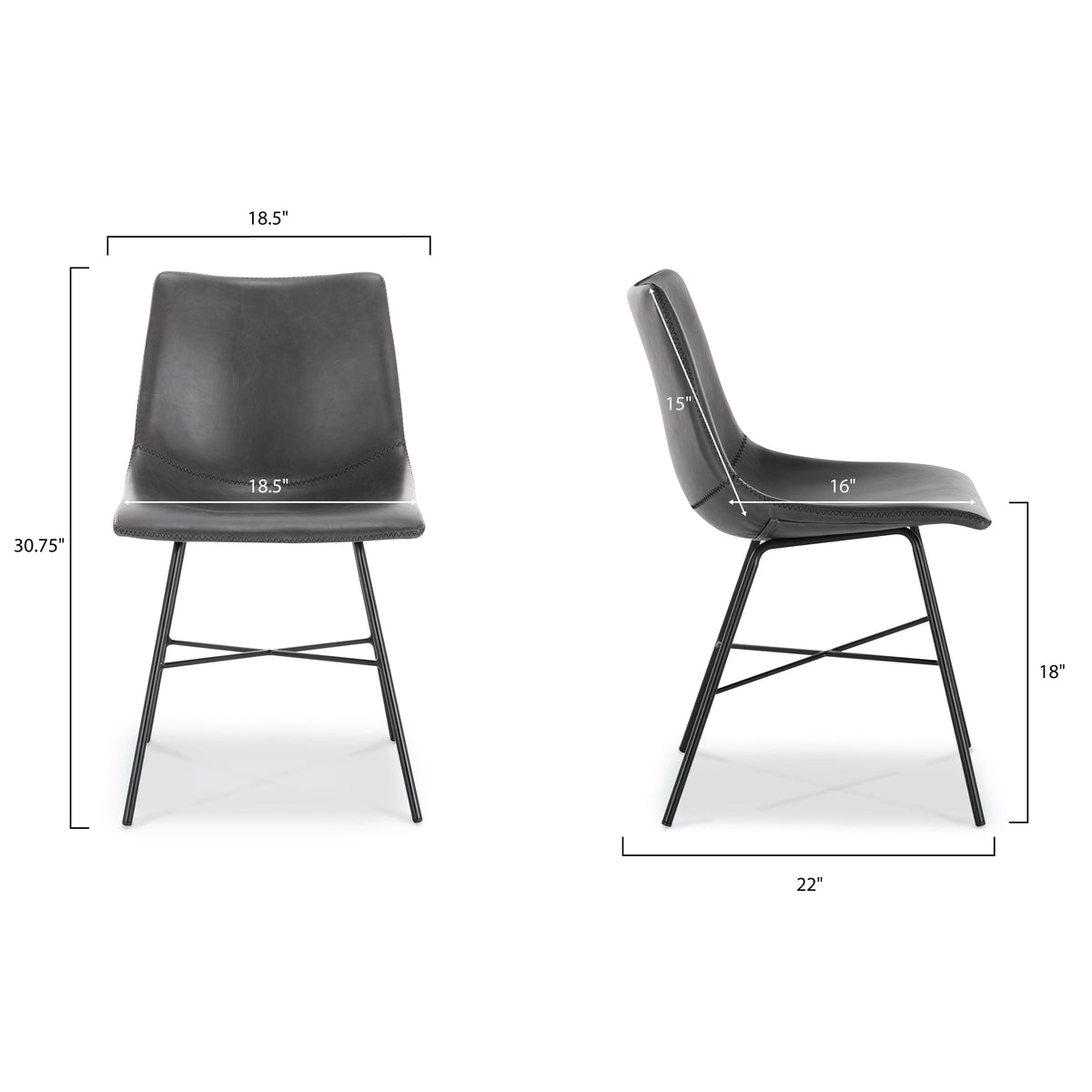 W&F Collection | Paxton Dining Chair (Grey, Set of 2)