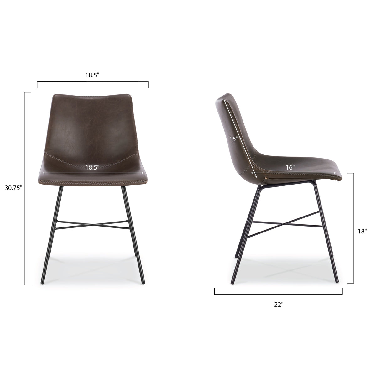 W&F Collection | Paxton Dining Chair (Brown, Set of 2)