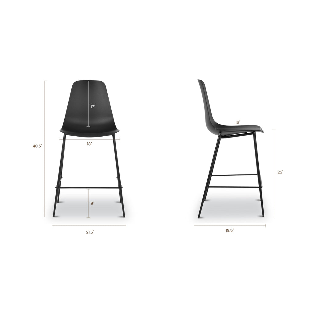 W&F Collection | Isla Counter Height Stool (Black, Set of 3)