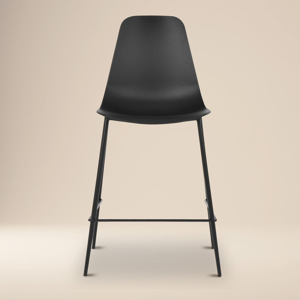 W&F Collection | Isla Counter Height Stool (Black, Set of 3)
