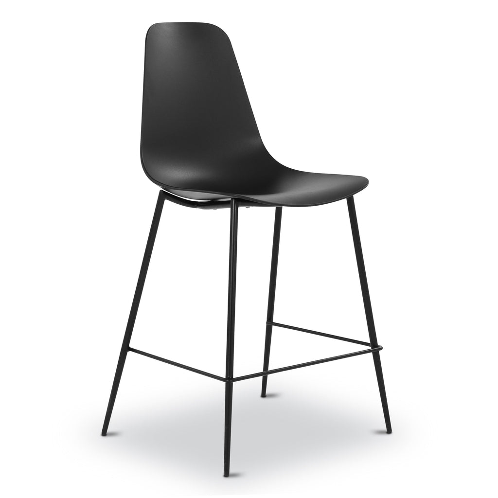 W&F Collection | Isla Counter Height Stool (Black, Set of 3)
