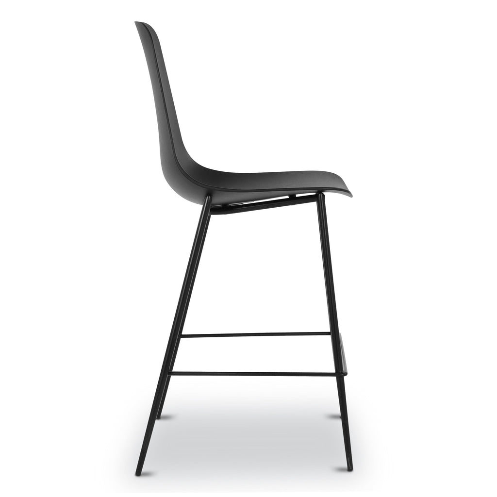 W&F Collection | Isla Counter Height Stool (Black, Set of 3)