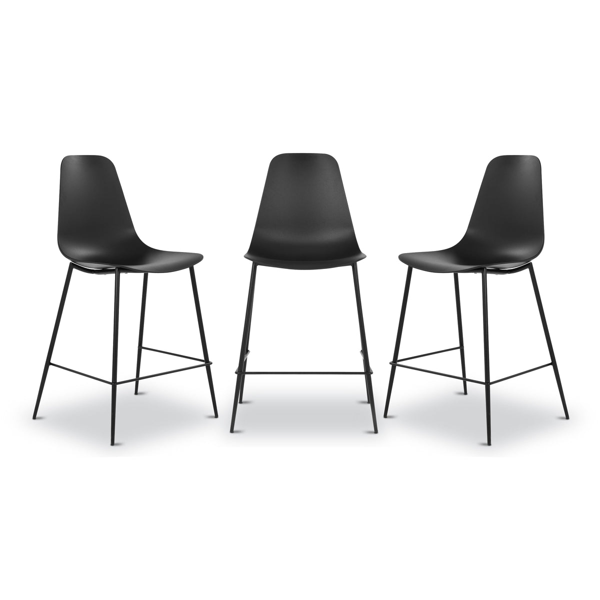 W&F Collection | Isla Counter Height Stool (Black, Set of 3)