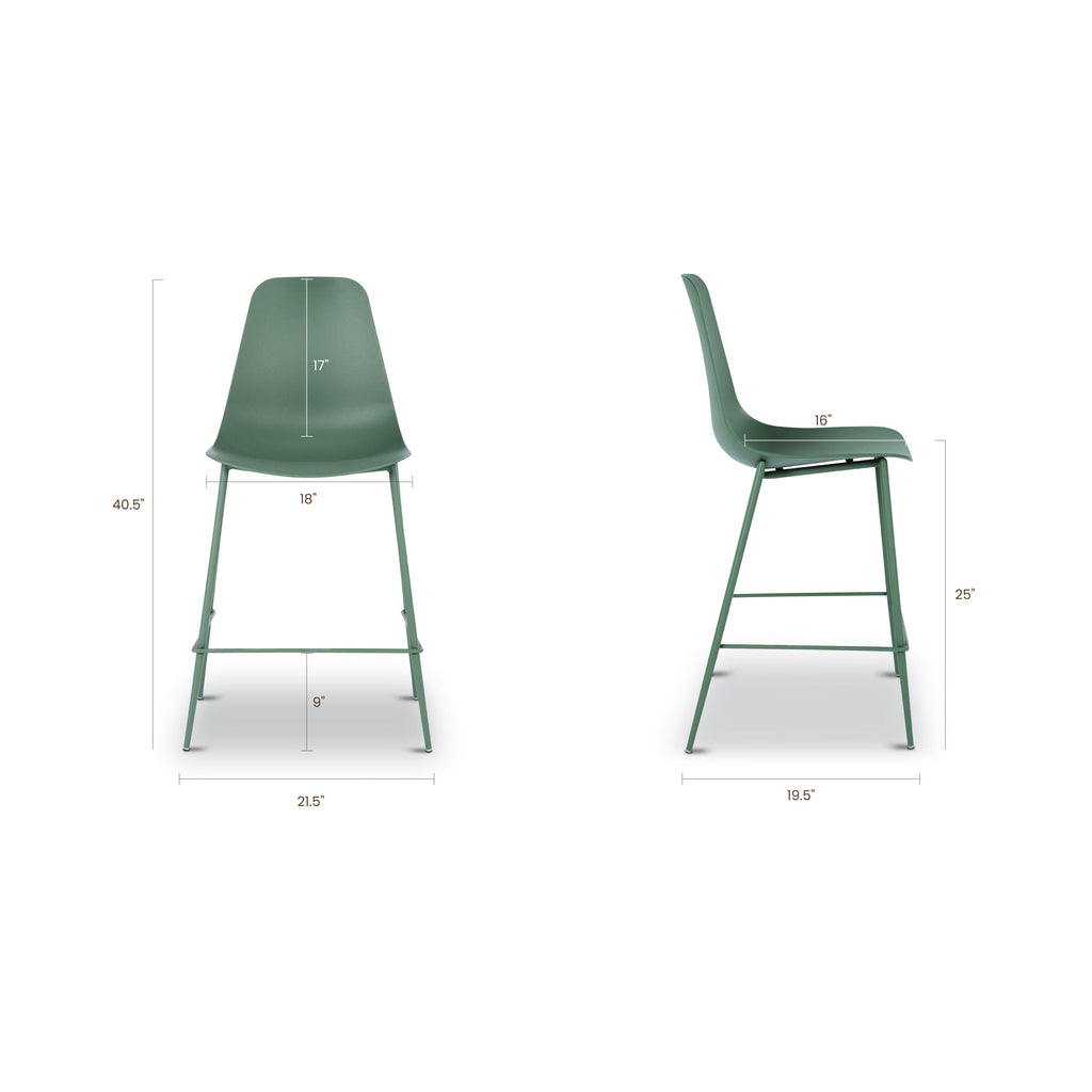 W&F Collection | Isla Counter Height Stool (Pistachio Green, Set of 3)