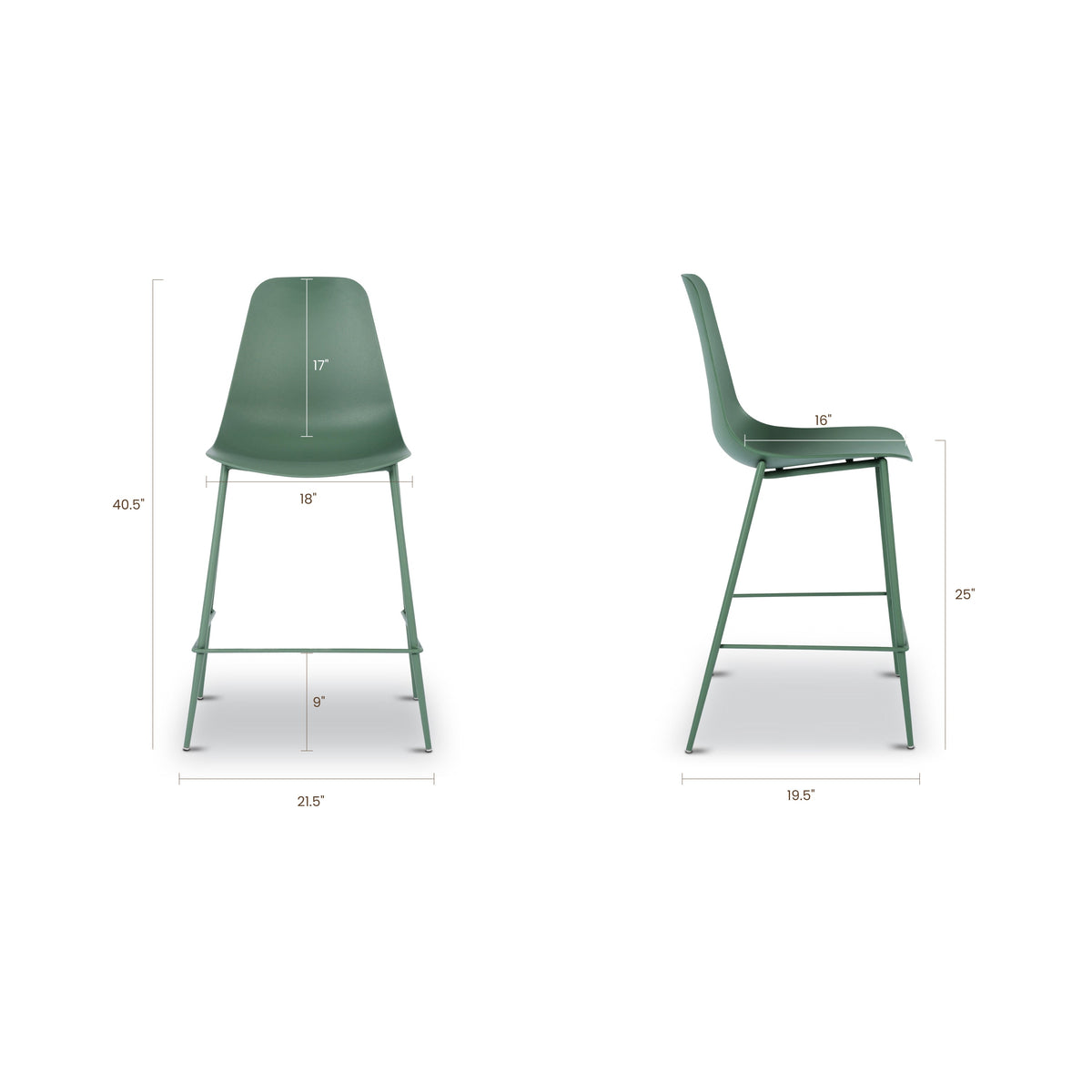 W&F Collection | Isla Counter Height Stool (Pistachio Green, Set of 3)
