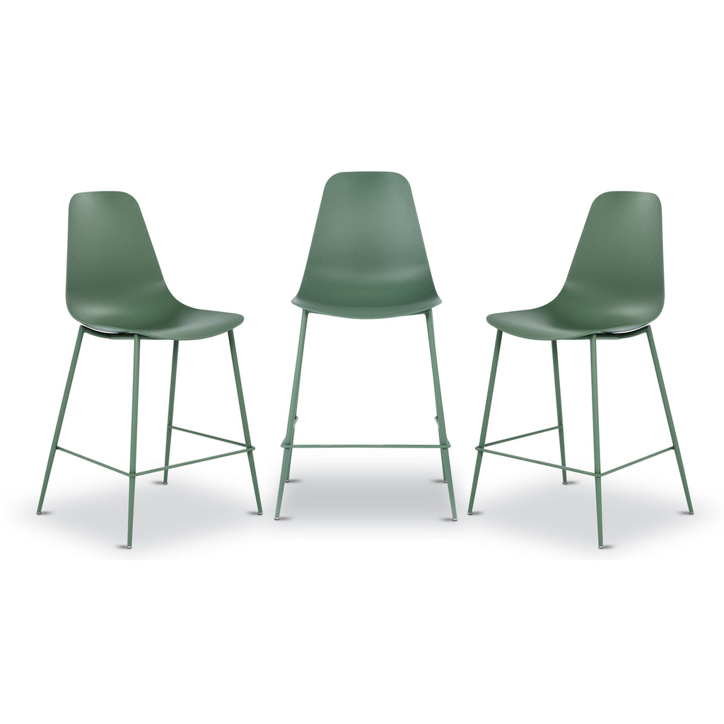 W&F Collection | Isla Counter Height Stool (Pistachio Green, Set of 3)