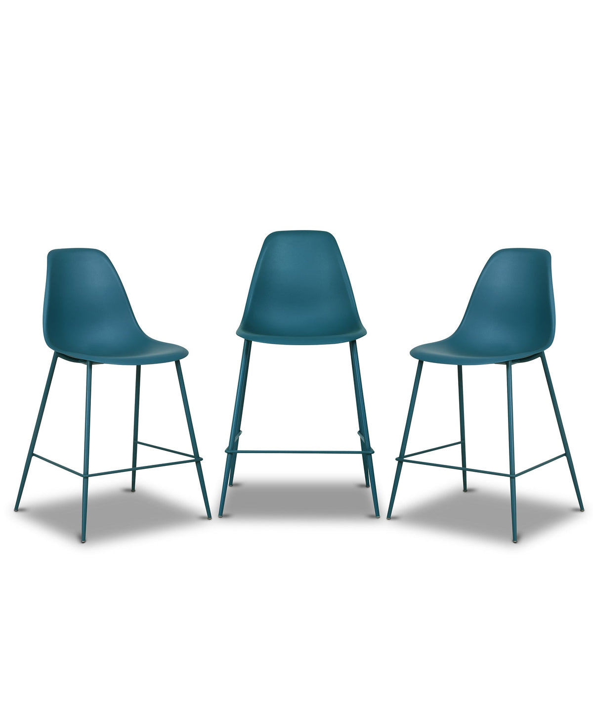 W&F Collection | Isla Counter Height Stool (Ocean Teal, Set of 3)