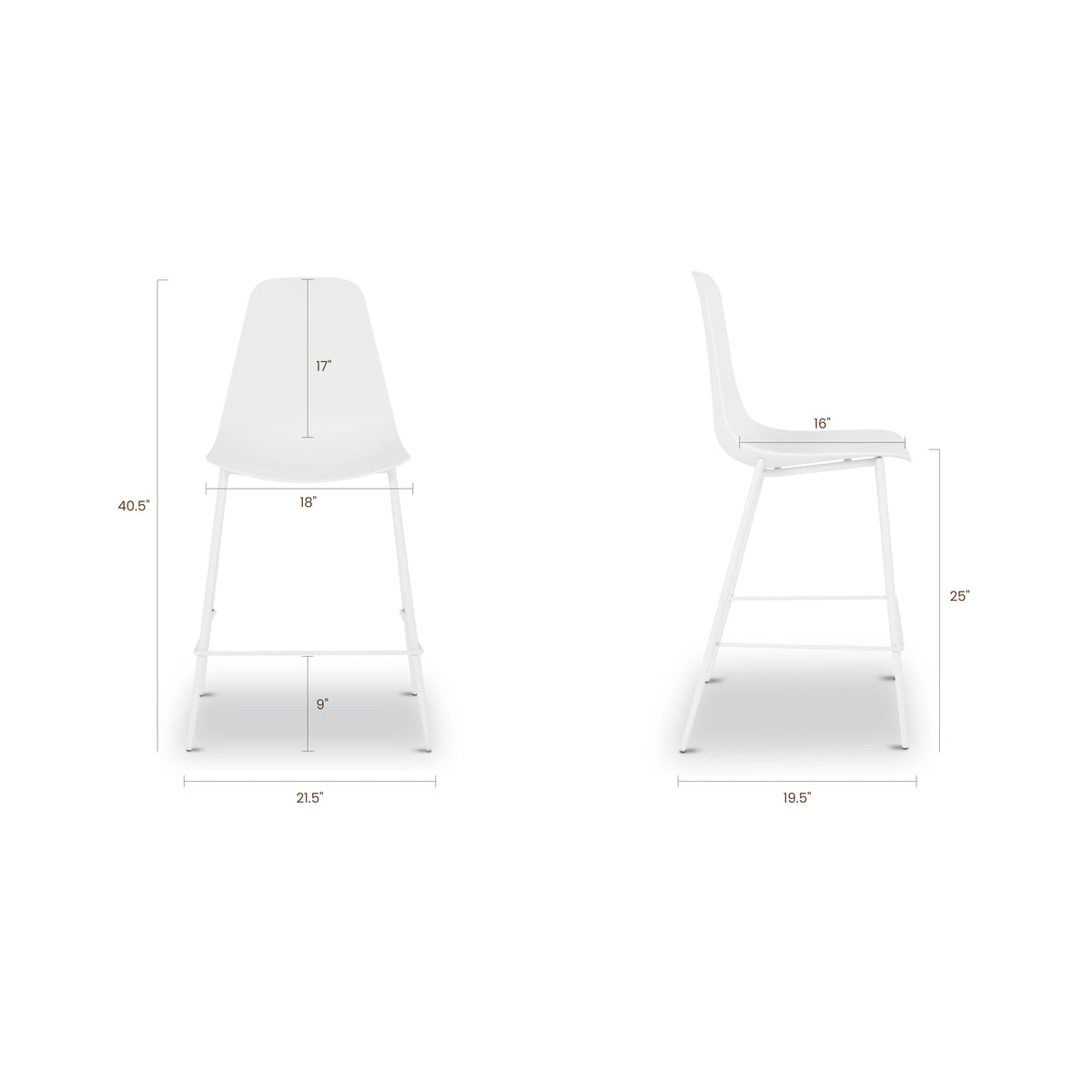W&F Collection | Isla Counter Height Stool (White, Set of 3)