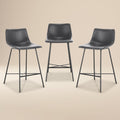 W&F Collection | Paxton 24” Counter Height Stool (Grey, Set of 3)