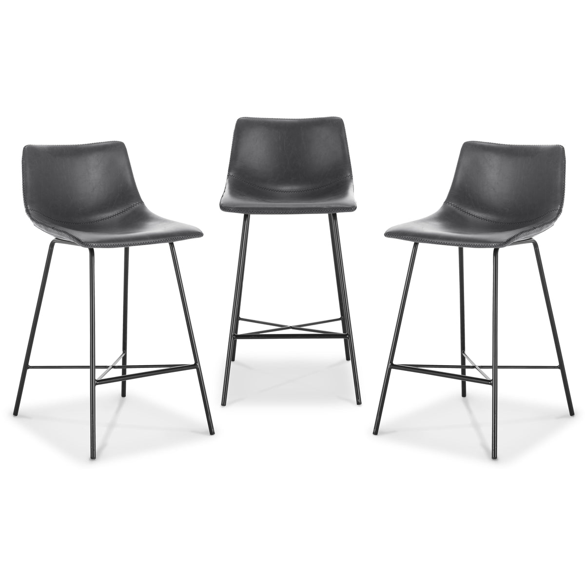 W&F Collection | Paxton 24” Counter Height Stool (Grey, Set of 3)