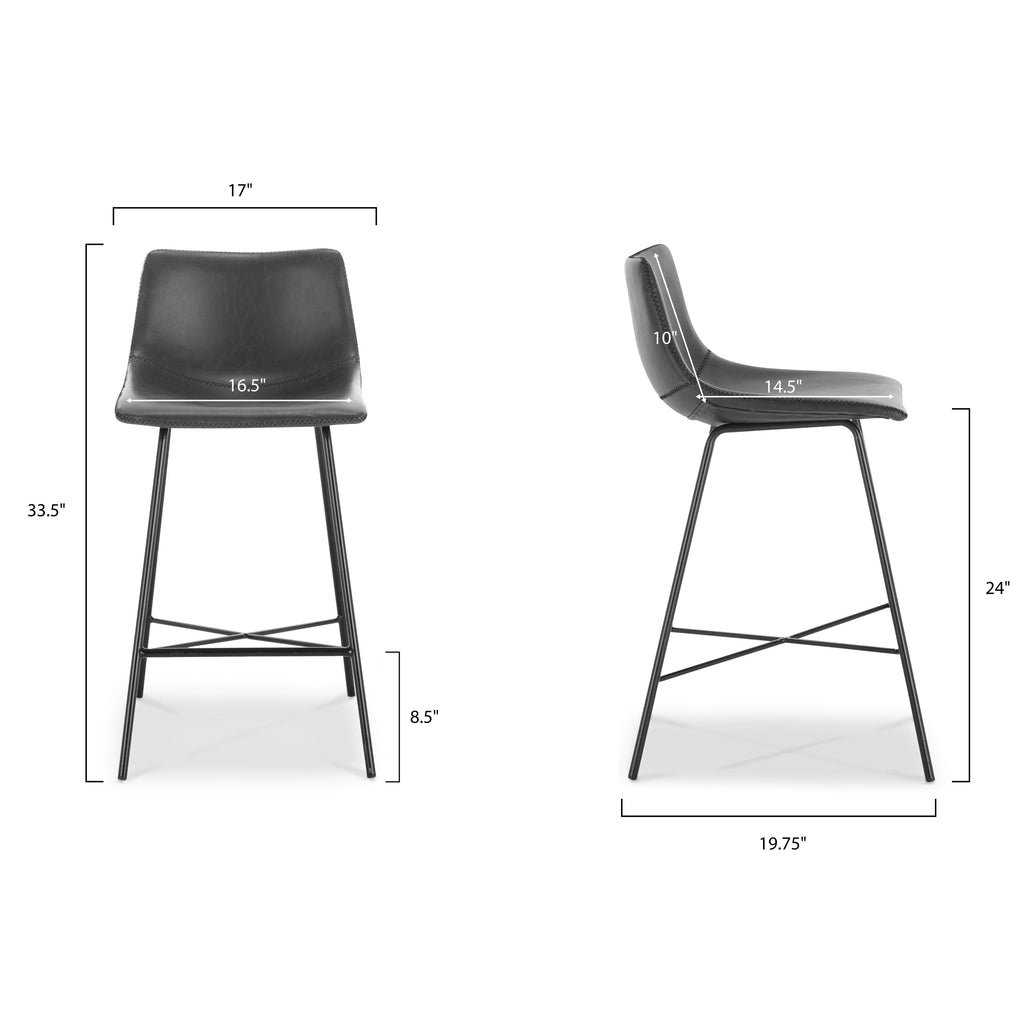 W&F Collection | Paxton 24” Counter Height Stool (Grey, Set of 2)