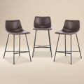 W&F Collection | Paxton 24” Counter Height Stool (Brown, Set of 3)