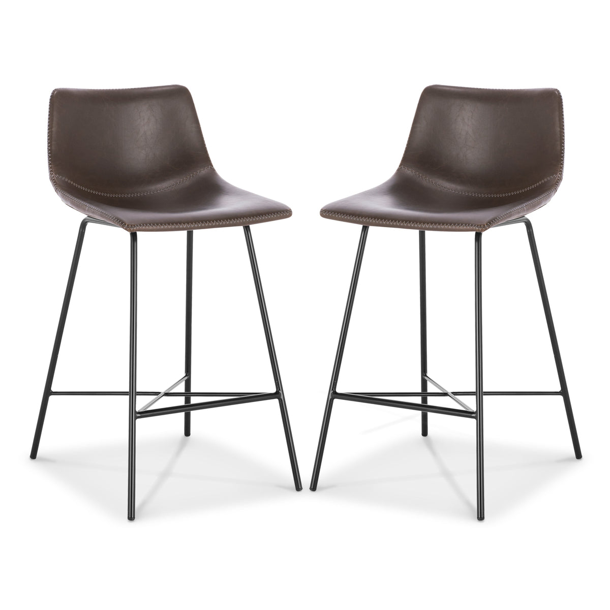 W&F Collection | Paxton 24” Counter Height Stool (Brown, Set of 2)